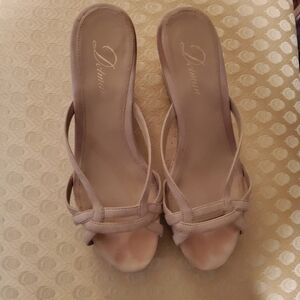 Delman Nubuck Suede Platform Wedge Buff Sandals, Sz 9